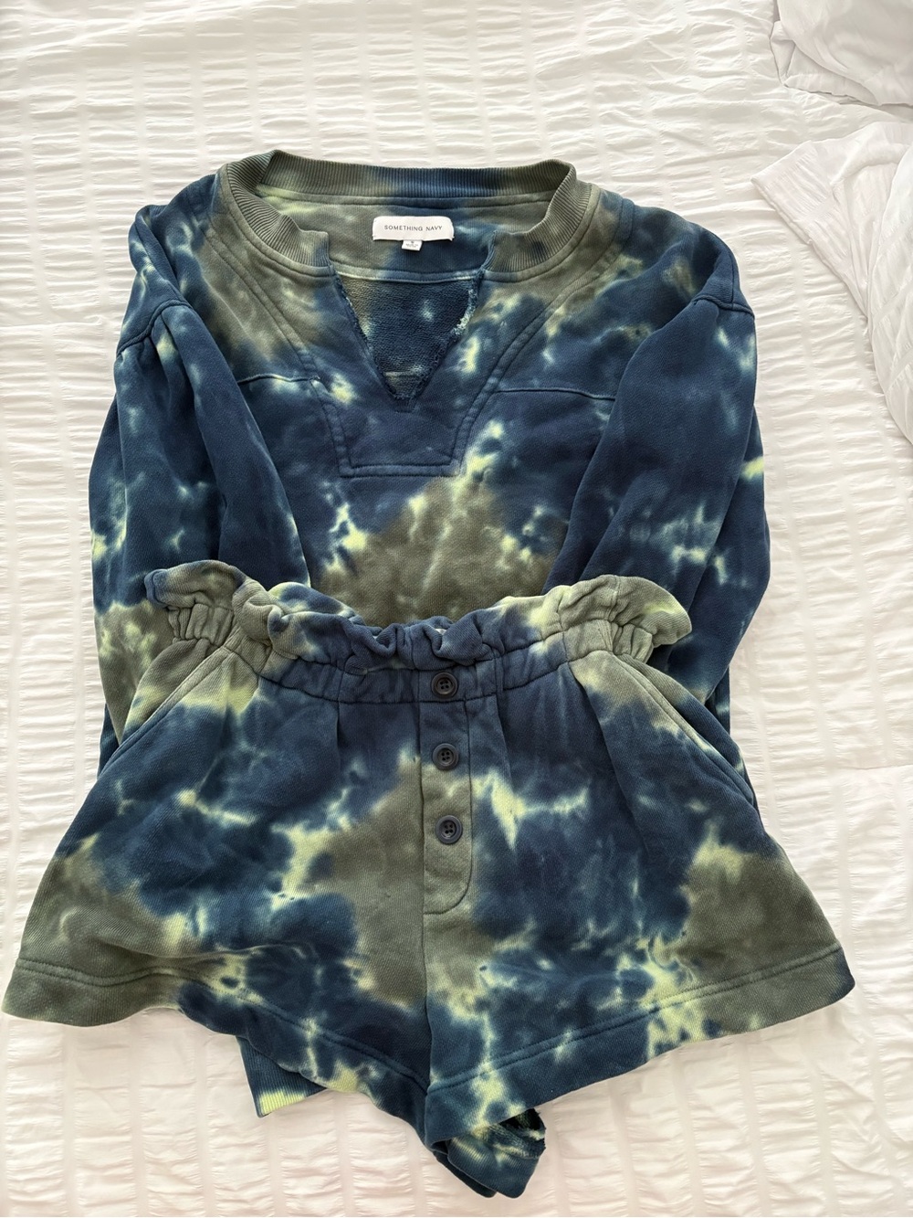 Something Navy Tie-Dye Crewneck Sweatshirt - Blue & Green